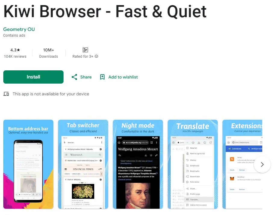 Kiwi Browser for mobile