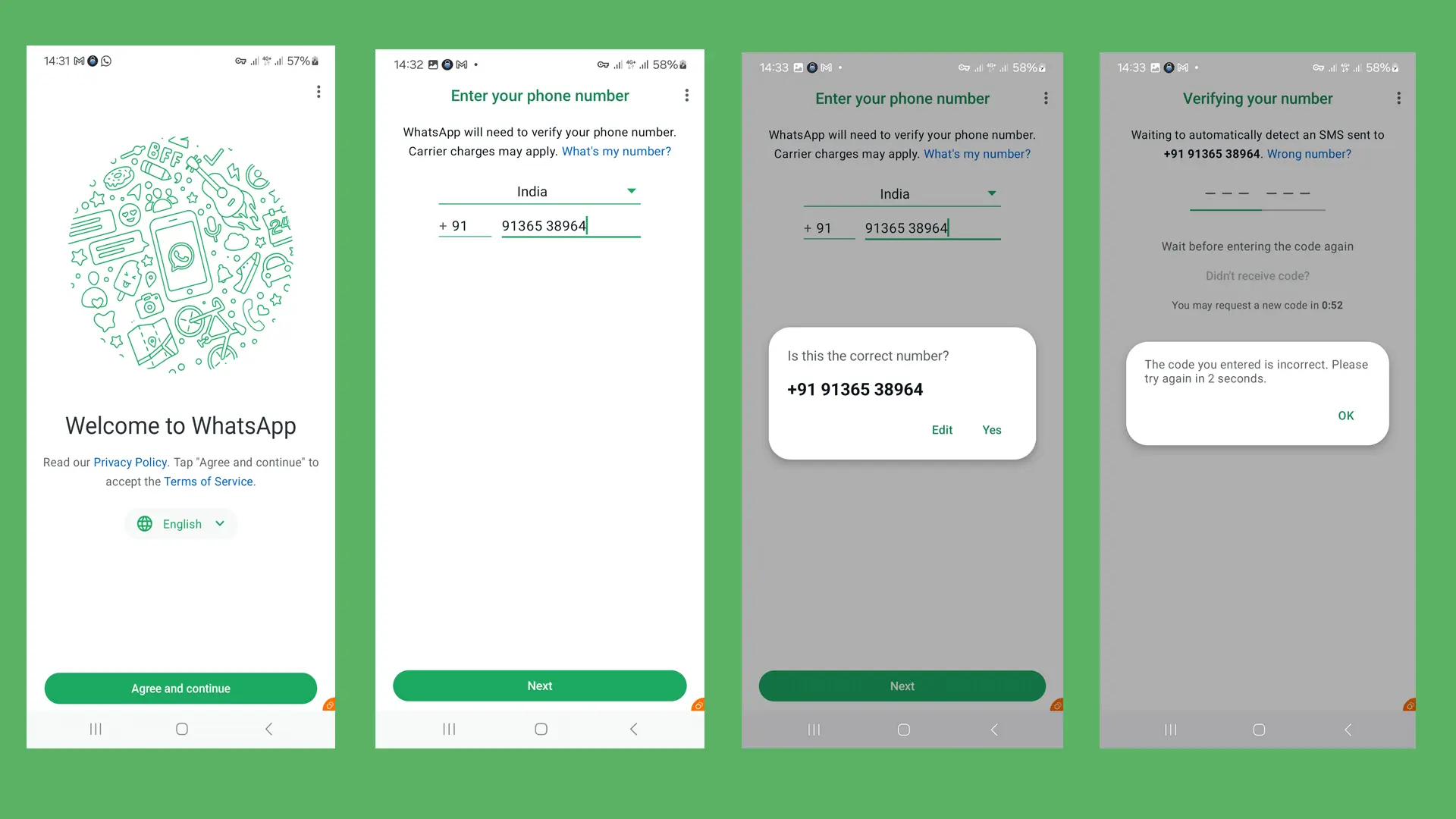 how to get whatsapp verification code